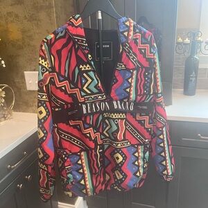 REASON brand lightweight quarter zip windbreaker with hood- Size M